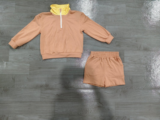 Pre order long sleeve cotton pullover shorts set