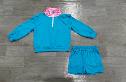 Pre order long sleeve cotton pullover shorts set