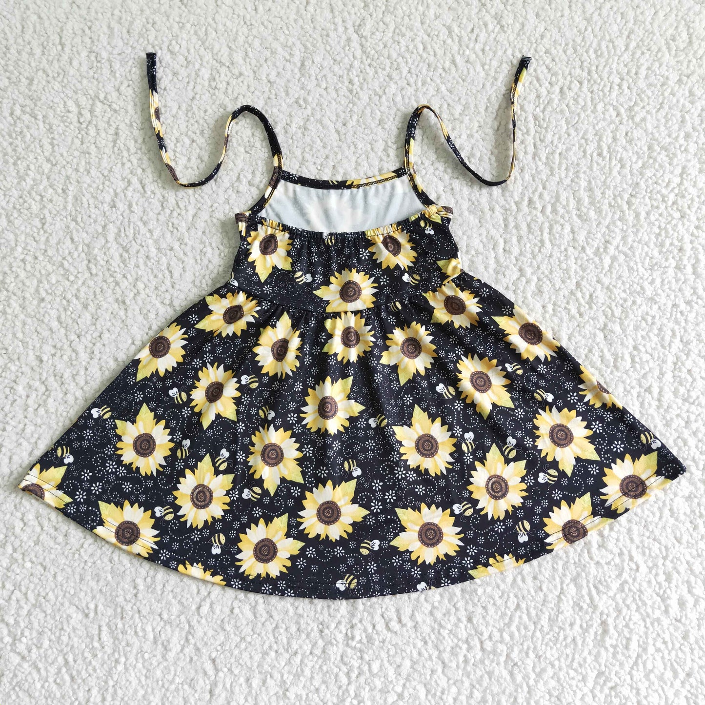 GSD0036 Girls Tie Black Sunflower Flower Dress