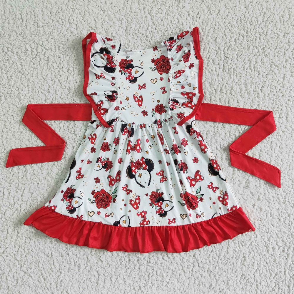GSD0069 Girls Bow Lace Sleeve Belt Skirt