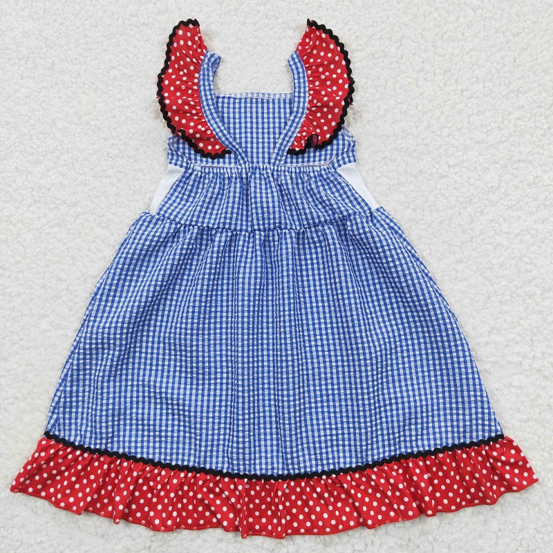 GSD0191 Baby Girls Embroidered National Day National Flag Vest Flying Sleeve Dress