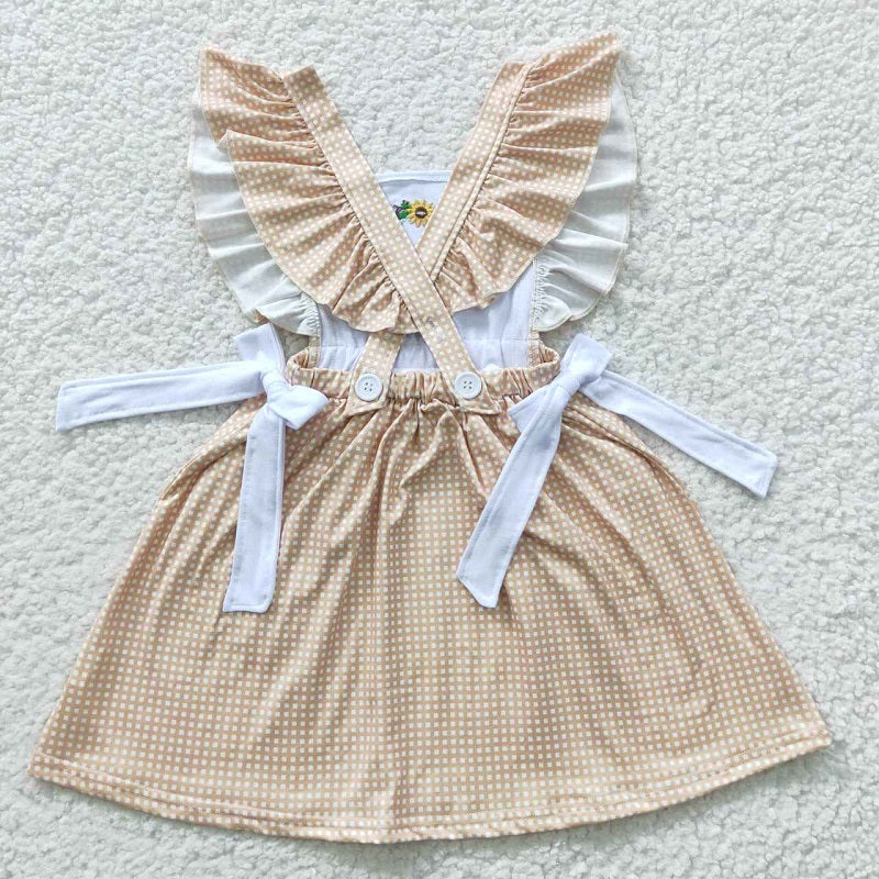 GSD0299 Baby Girls Embroidered Cow Sunflower Pocket Tank Dress D 5.15