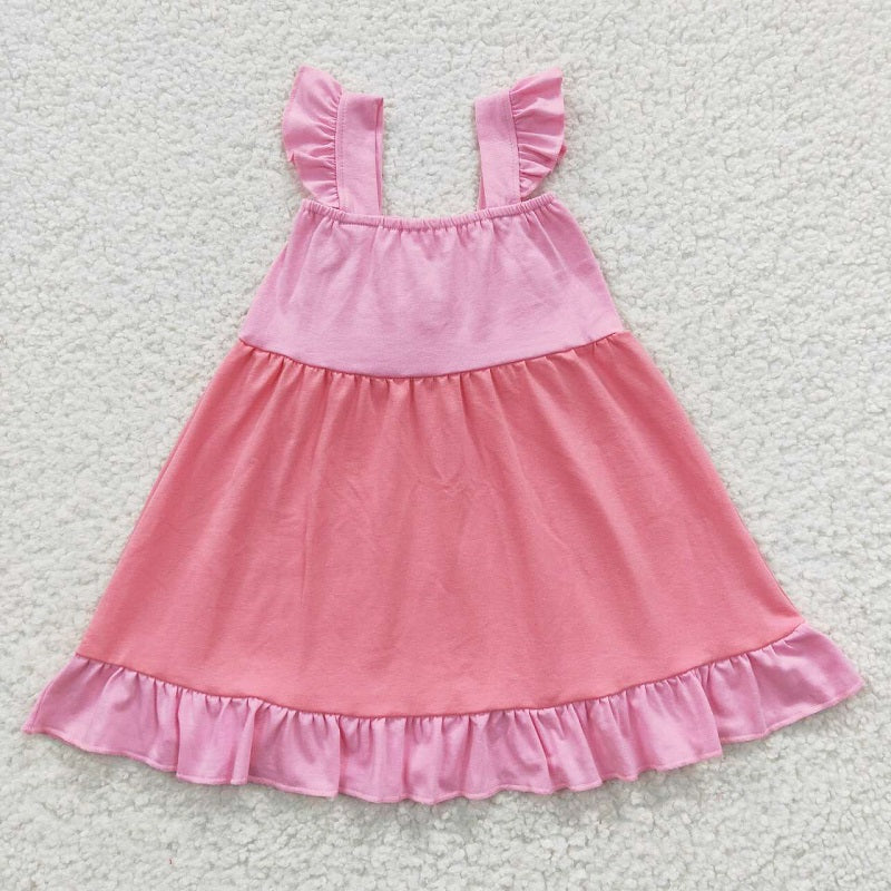 GSD0340 Pink Bow Flying Sleeve Dress