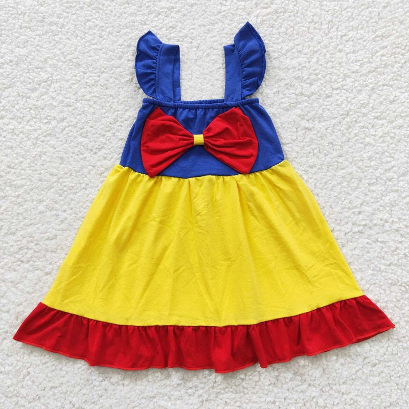 GSD0343 girls Bow Flying Sleeve Dress