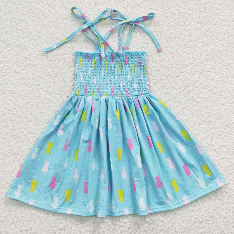 GSD0350 Multicolored Pineapple Blue Elastic Dress