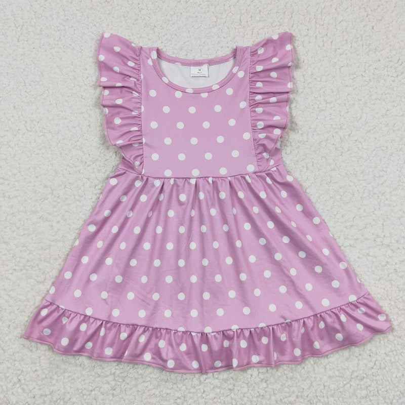 GSD0362 Purple Polka Dot Flying Sleeve Dress