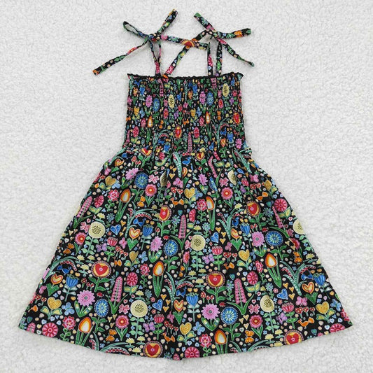 GSD0365 Multicolored floral black elastic dress D 7.4