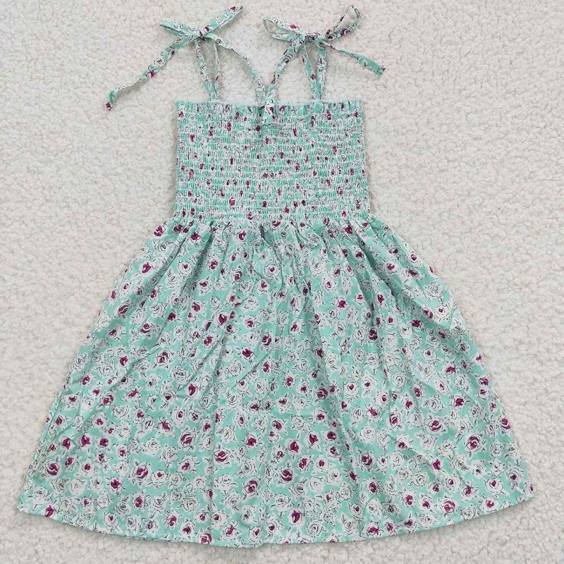 GSD0370 Purple Floral Cyan Elastic Dress