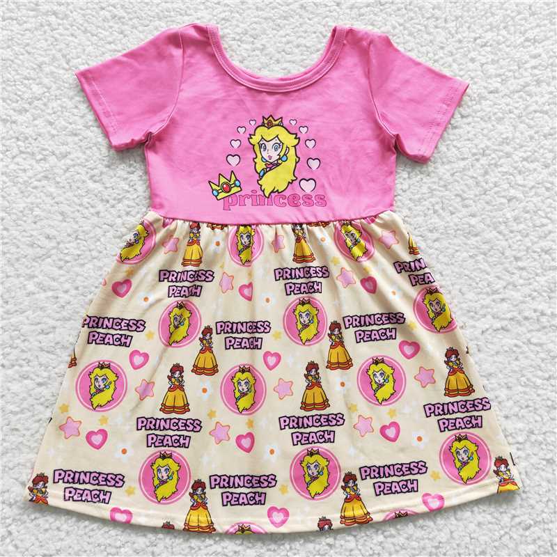 GSD0389 Cartoon Heart Pink Short Sleeve Dress