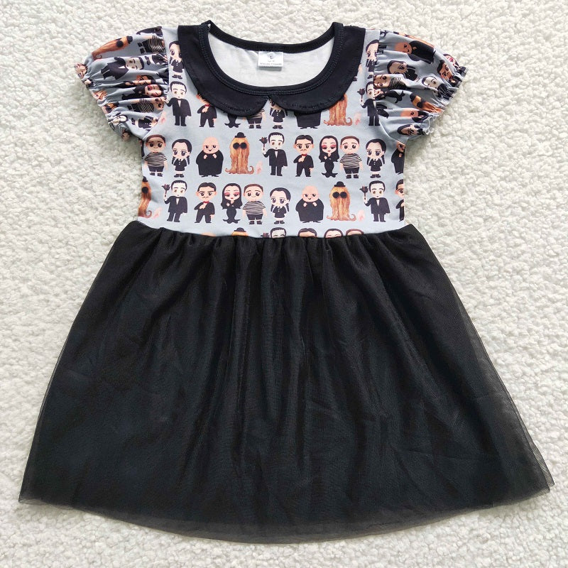 GSD0397 wed family black gauze short sleeve dress