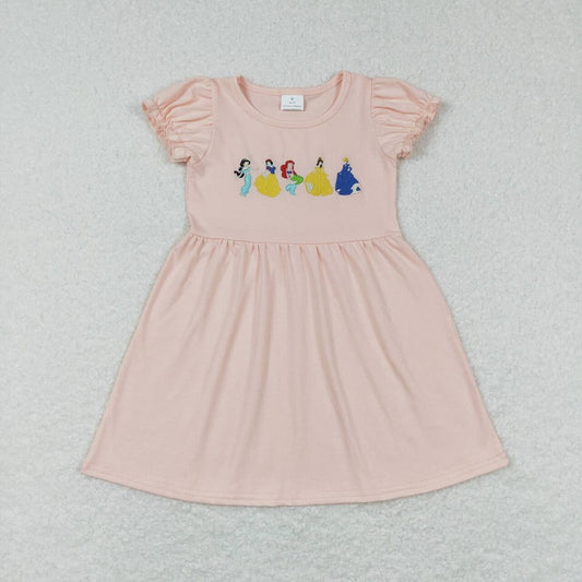 GSD0510 Embroidered Pink Short Sleeve Dress