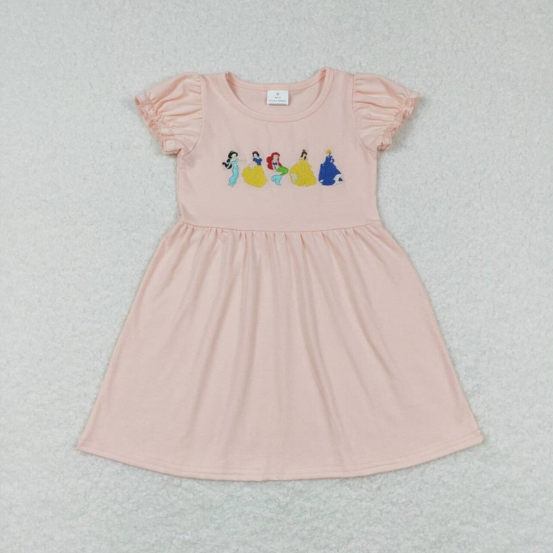 GSD0510 Embroidered Disney Princess Pink Short Sleeve Dress