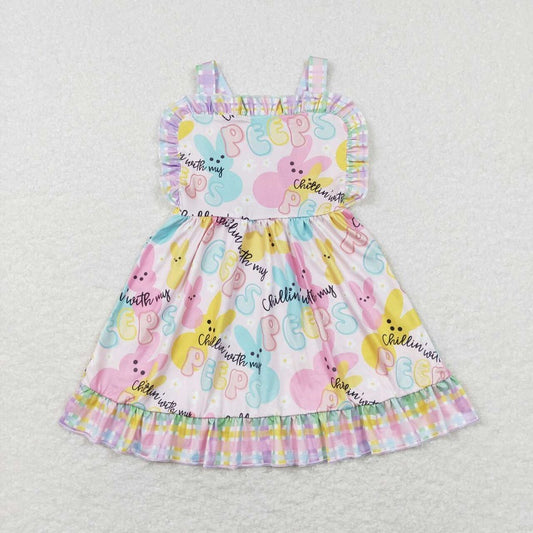 GSD0551 Flower rabbit colorful plaid lace suspender skirt
