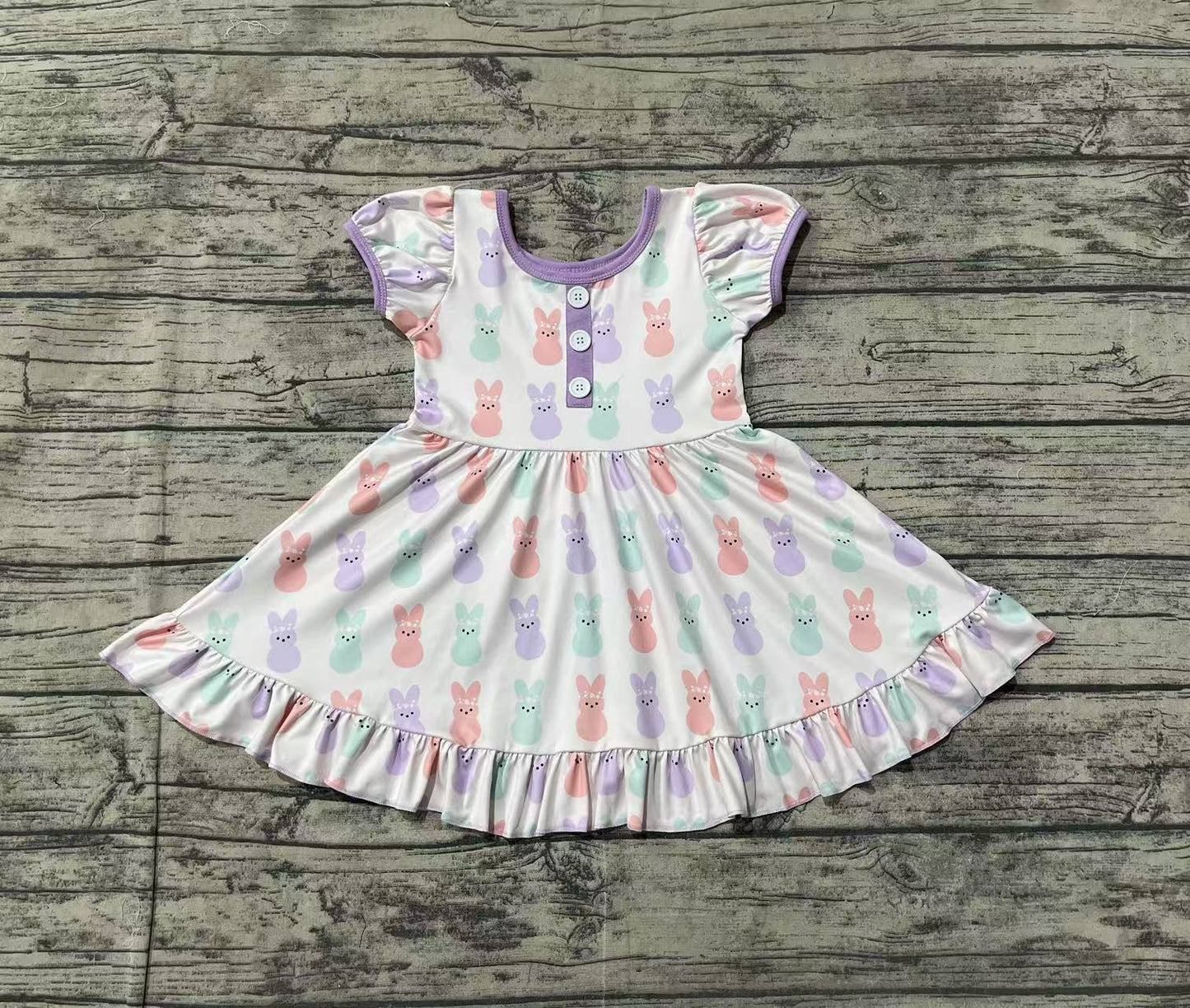 GSD0583 Colorful bunny lace purple long-sleeved dress