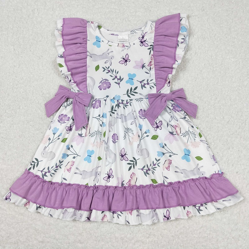 GSD0626 Rabbit Butterfly Purple Lace White Flying Sleeve Dress