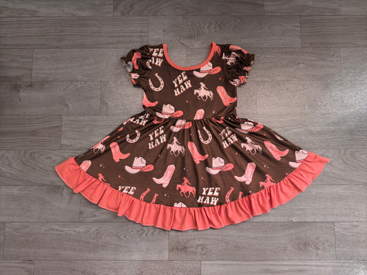pre order rodeo yeehaw ruffle twirl dress