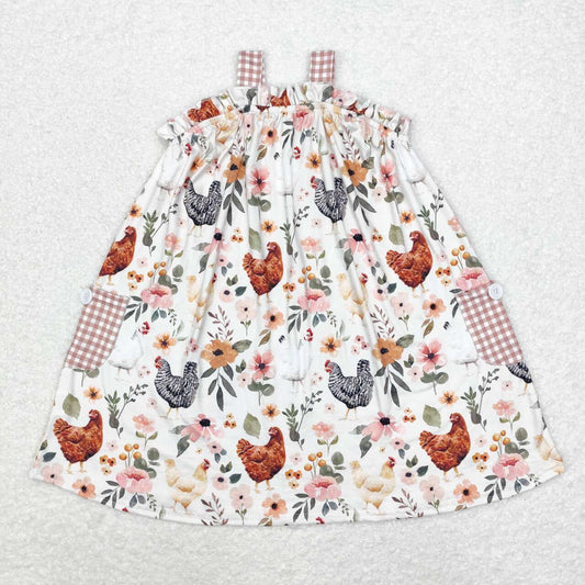 GSD0841 Floral chick plaid pocket sleeveless dress