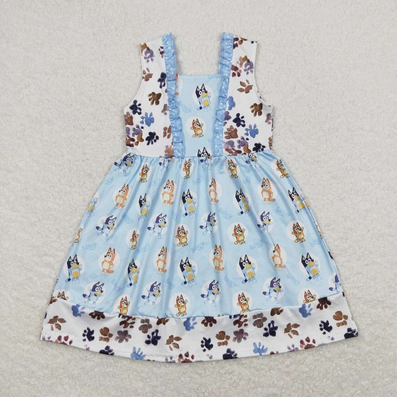 GSD0864 Lace blue sleeveless dress