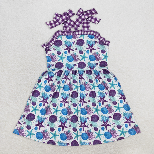 GSD0913 Baby Girls Straps Purple Starfish Knee Length Dresses D 4.11