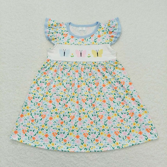 GSD0916 Butterfly flower floral flying sleeve dress