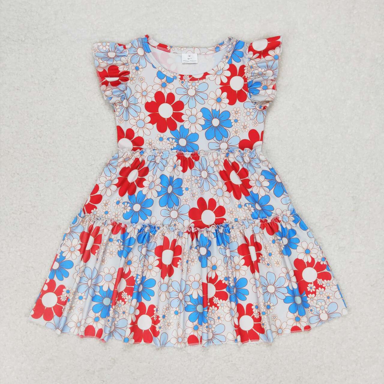 GSD0921 Red and blue floral flying sleeve dress