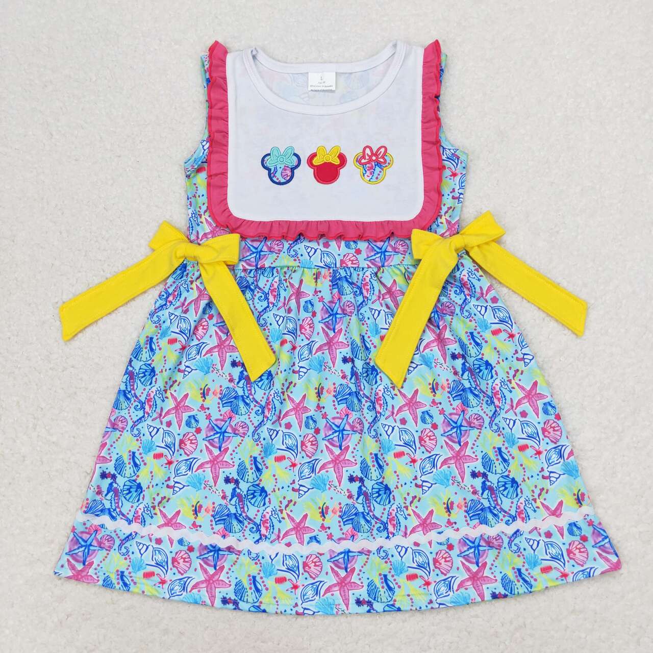 GSD0924 Embroidered Bow Cartoon Starfish Rose Red Lace Sleeveless Dress