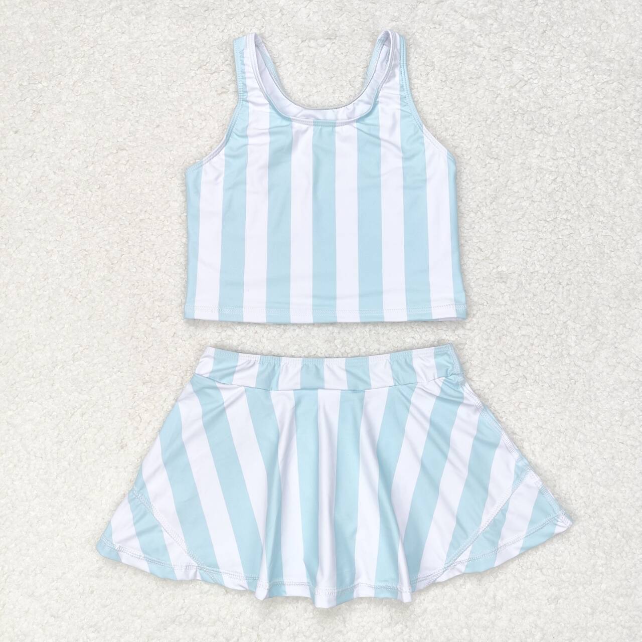 GSD0990 Light-color striped sleeveless culottes suit
