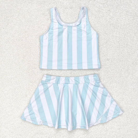 GSD0990 Light-color striped sleeveless culottes suit