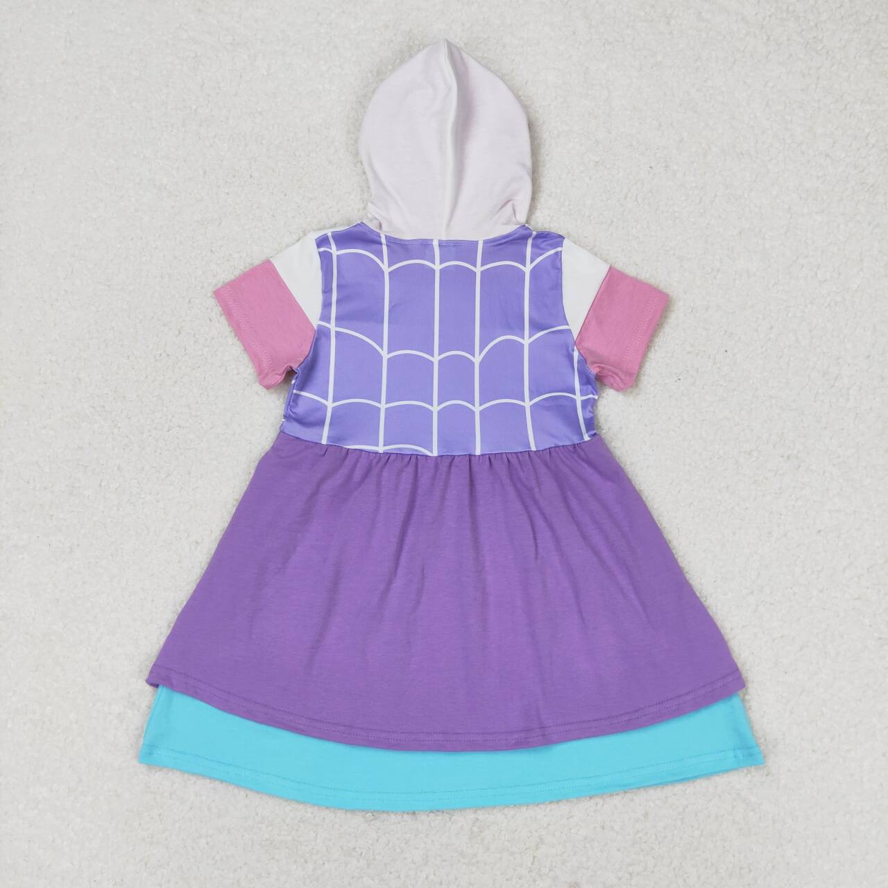 GSD0996 Cartoon Purple Lace Hooded Short Sleeve Dress