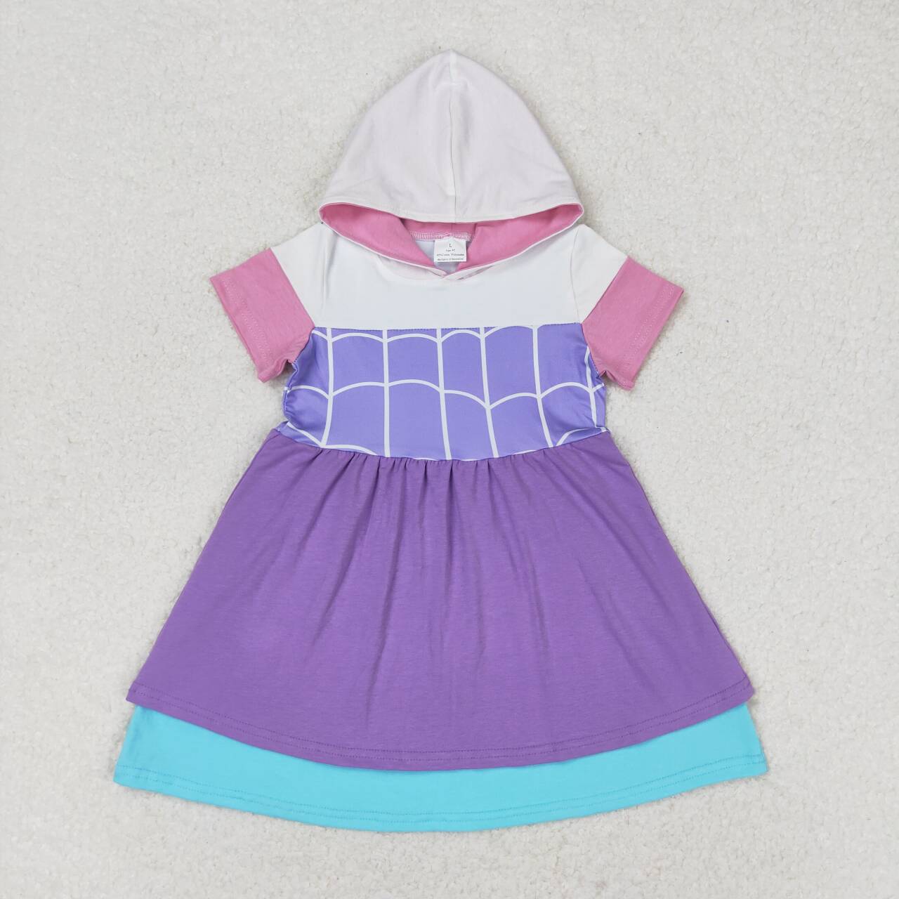 GSD0996 Cartoon Purple Lace Hooded Short Sleeve Dress