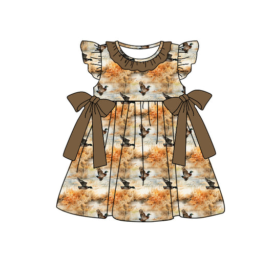 pre-order GSD1027 Baby Girls Mallard Duck Flutter Sleeve Dress