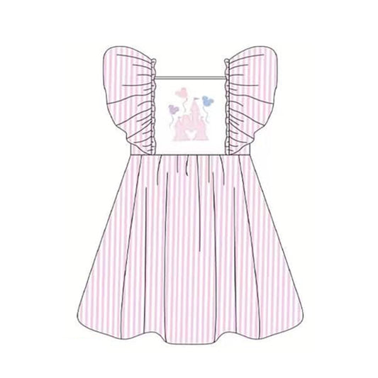 pre-order GSD1028 Baby Girls Cartoon Castle Pink Dress