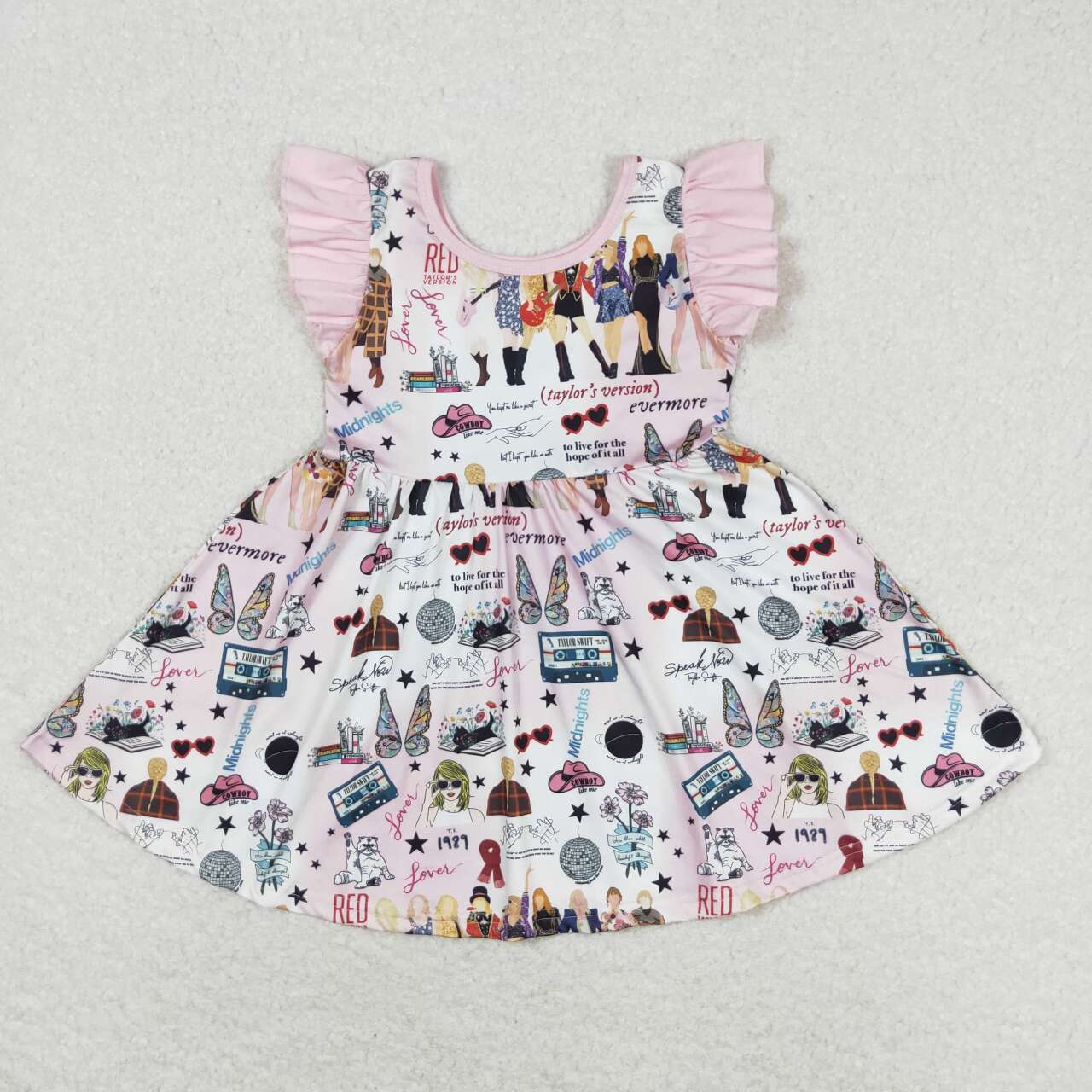 GSD1093 1989 Pink and white flying sleeve dress