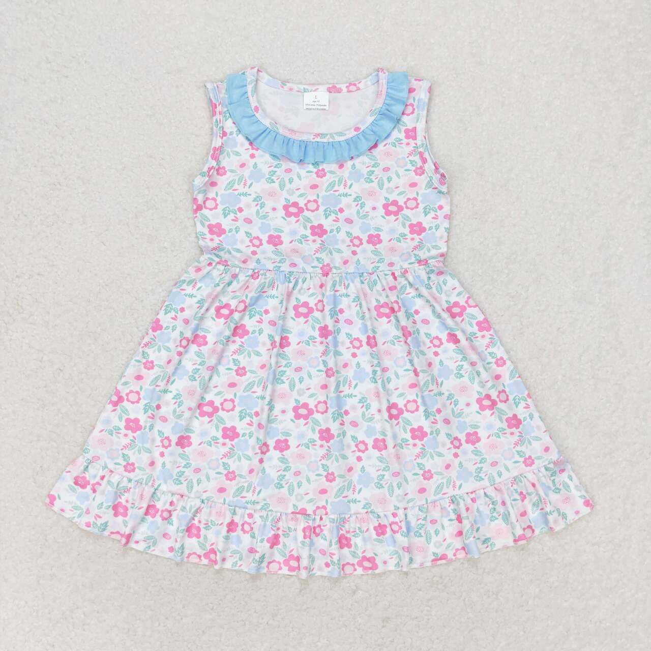 GSD1102 Flower powder blue floral lace sleeveless dress
