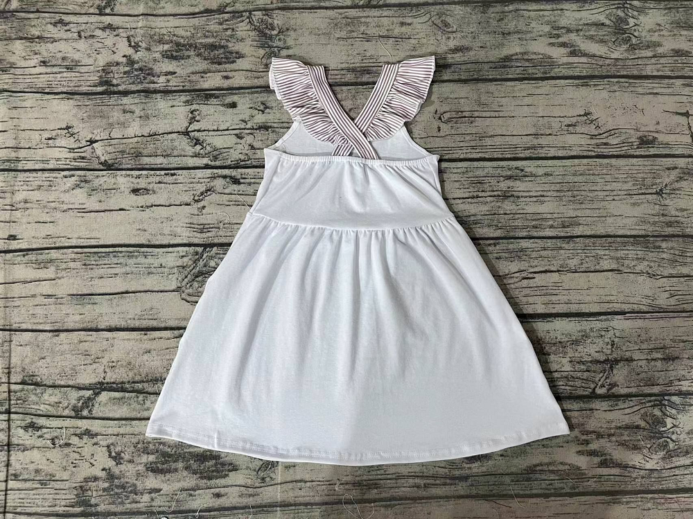 GSD1111 Seahorse striped flying sleeve white dress