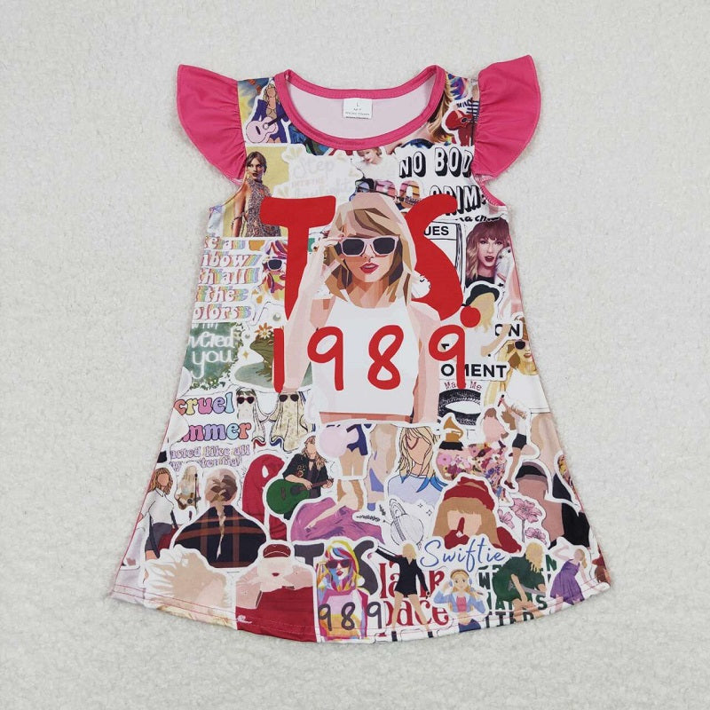 GSD1125 Rose red flying sleeve dress