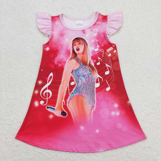 GSD1126 Pink flying sleeve dress