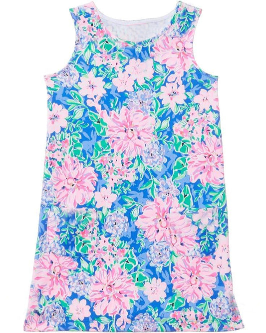 presale GSD1140 Pink floral blue sleeveless dress