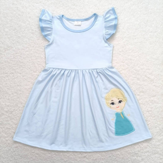 GSD1147 Princess blue flying sleeve dress