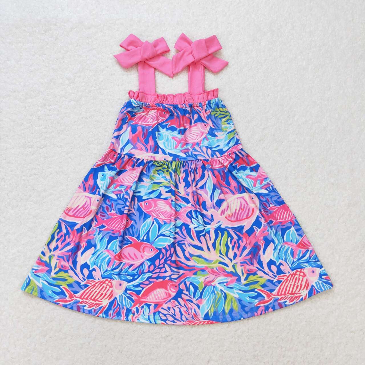 GSD1172 Seaweed fish pink lace suspender dress