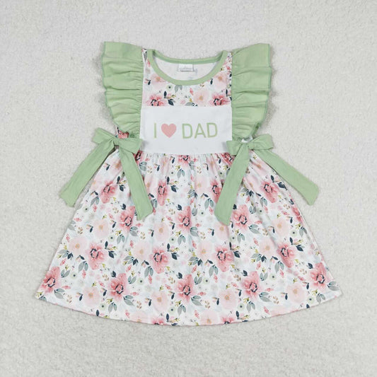 GSD1182 I love dad flower light green lace bow sleeveless dress