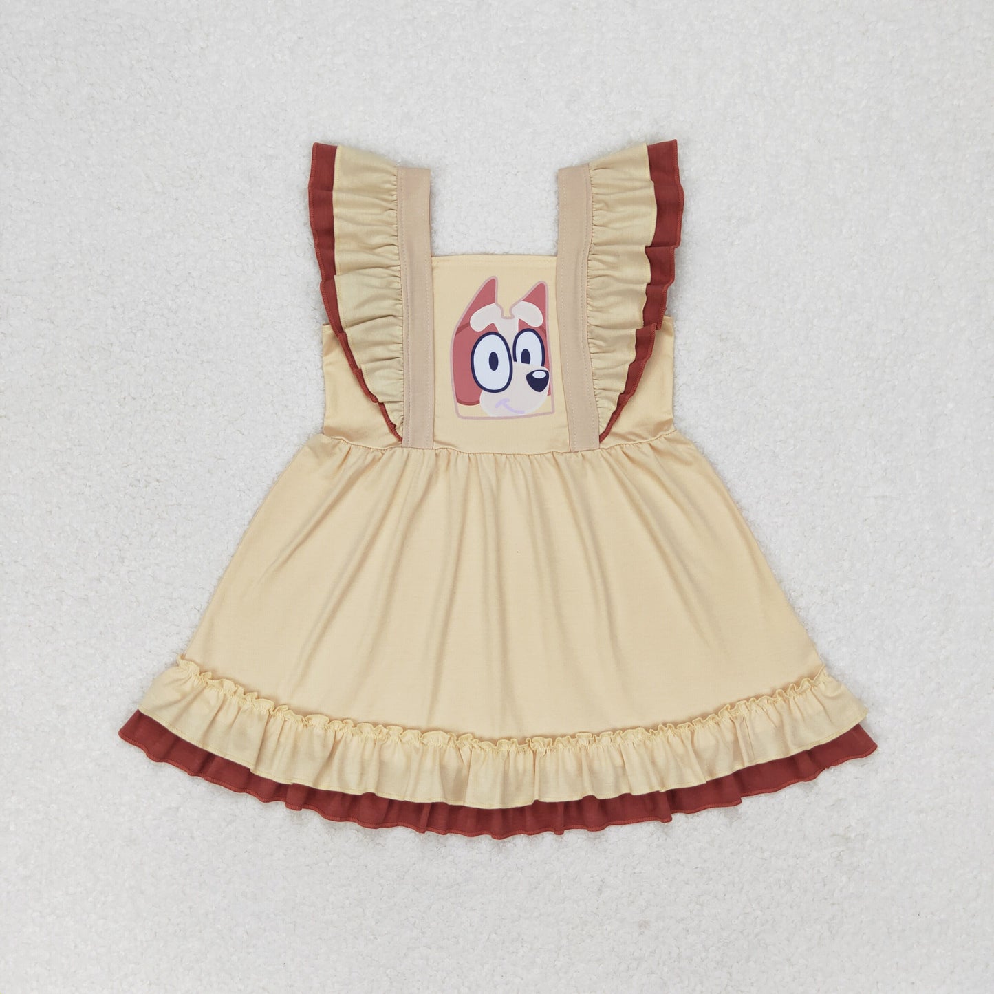GSD1184 Yellow brown lace sleeveless dress
