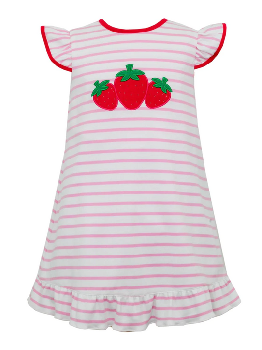 presale GSD1208 Strawberry pink striped flying sleeve dress