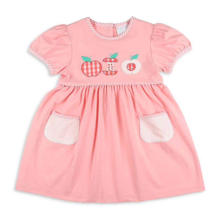 presale GSD1223 Apple Dot Pocket Pink Short Sleeve Dress