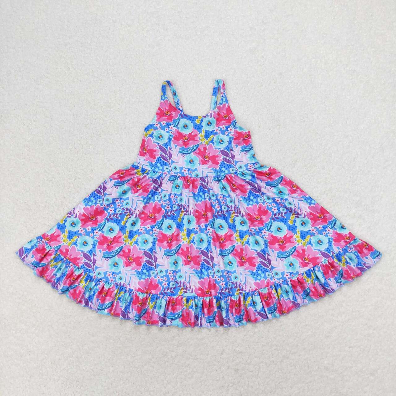 GSD1226 Floral blue slip dress