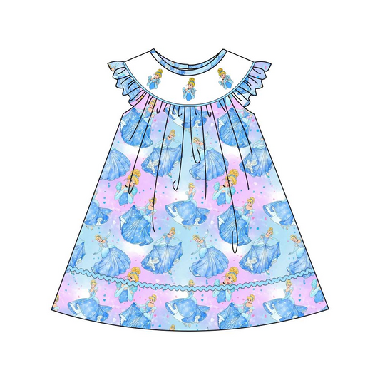 presale GSD1228 Princess blue and purple short-sleeved dress