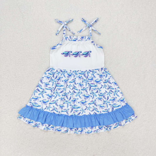 GSD1233 Turtle blue lace white slip dress