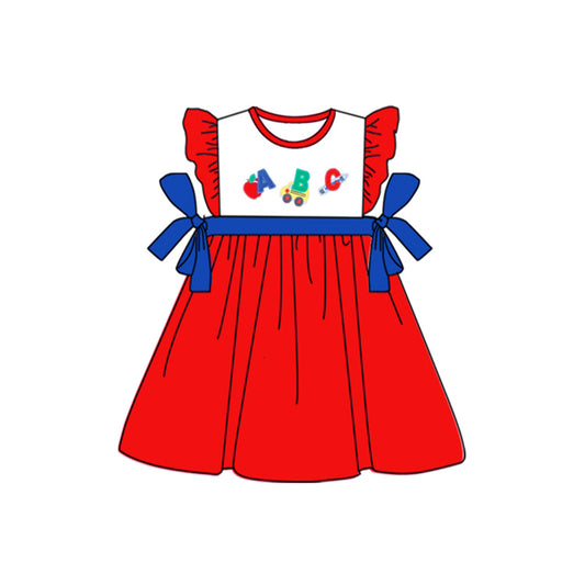 presale GSD1240 Apple blue bow red flying sleeve dress