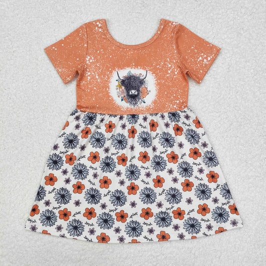 GSD1253 Flower alpine cow head brown short-sleeved dress