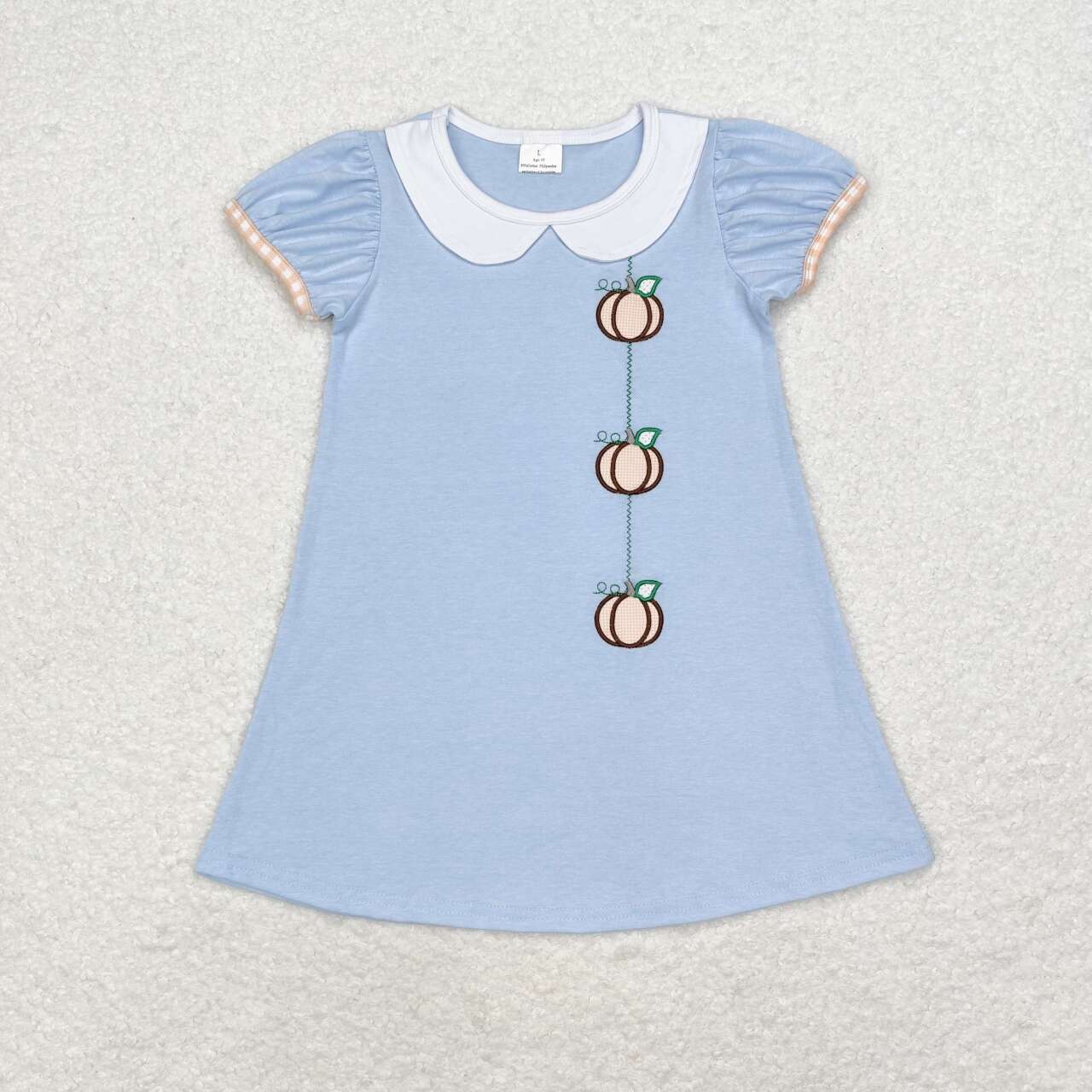 GSD1257 Pumpkin doll collar blue short-sleeved dress